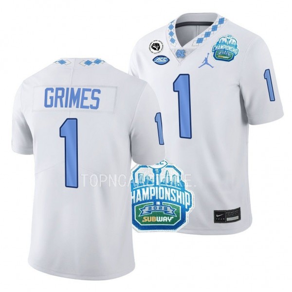 UNC Tar Heels 2022 ACC Championship Tony Grimes White Limited Football Jersey