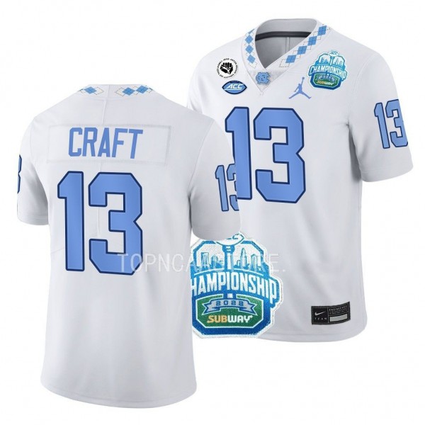 UNC Tar Heels 2022 ACC Championship Tylee Craft White Limited Football Jersey