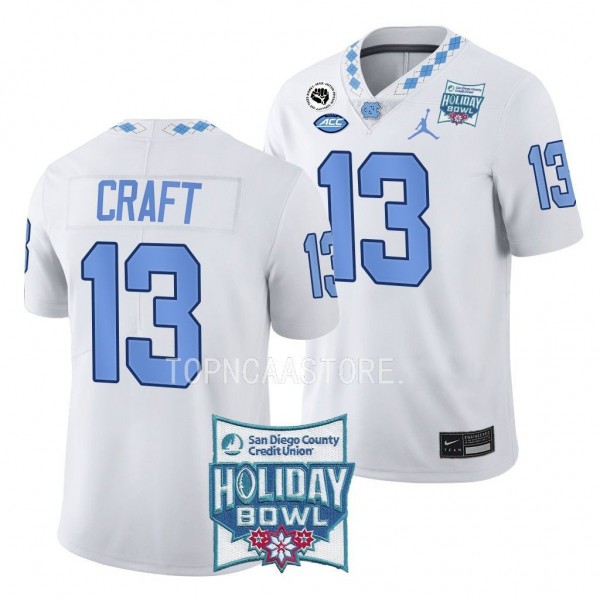 Tylee Craft UNC Tar Heels White 2022 Holiday Bowl Limited Football Jersey
