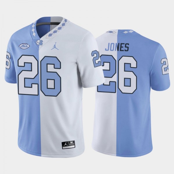 UNC Tar Heels College Football #26 D.J. Jones Split Edition Game White Blue Jersey
