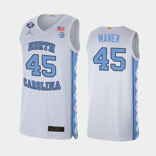 North Carolina Tar Heels college Basketball #45 Brady Manek White Alumni Limited 2022 March Madness Final Four Jersey