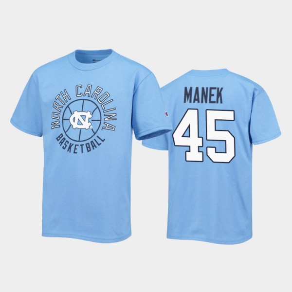 Youth North Carolina Tar Heels Brady Manek #45 Basketball Blue T-Shirt