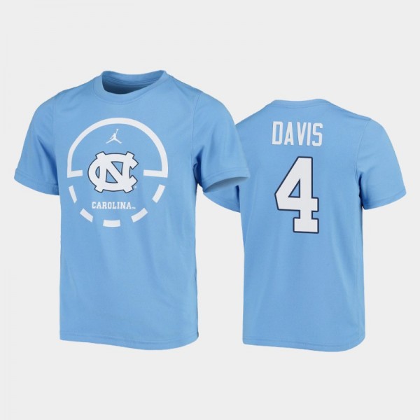 Youth North Carolina Tar Heels RJ Davis #4 Performance Blue T-Shirt